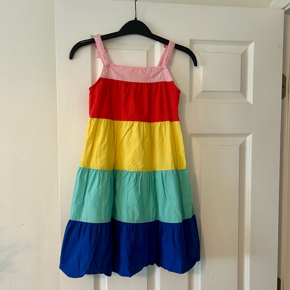 Hanna Andersson cotton rainbow dress, size 6-7